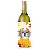 Caroline'S Treasures Bb2056Literk Gray Silver Shih Tzu Thanksgiving Wine Bottle Hugger Koozie, 750Ml, Multicolor