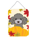 Caroline'S Treasures Silver Gray Poodle Thanksgiving Wall Or Door Hanging Prints Bb2065Ds1216, 16Hx12W, Multicolor