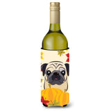 Caroline'S Treasures Bb2068Literk Fawn Pug Thanksgiving Wine Bottle Hugger Koozie, 750Ml, Multicolor