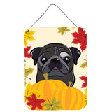 Caroline'S Treasures Black Pug Thanksgiving Wall Or Door Hanging Prints Bb2069Ds1216, 16Hx12W, Multicolor