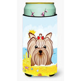 Caroline'S Treasures Bb2072Tbc Yorkie Yorkshire Terrier Summer Beach Tall Boy Hugger Koozie, Multicolor