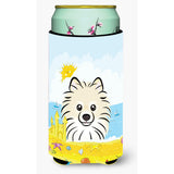Caroline'S Treasures Bb2075Tbc Pomeranian Summer Beach Tall Boy Hugger Koozie, Multicolor