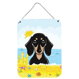 Caroline'S Treasures Smooth Black And Tan Dachshund Summer Beach Wall Or Door Hanging Prints Bb2083Ds1216, 16Hx12W, Multicolor