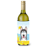 Caroline'S Treasures Bb2086Literk Alaskan Malamute Summer Beach Wine Bottle Hugger Koozie, 750Ml, Multicolor