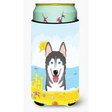 Caroline'S Treasures Bb2086Tbc Alaskan Malamute Summer Beach Tall Boy Hugger Koozie, Multicolor