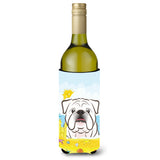 Caroline'S Treasures Bb2088Literk White English Bulldog Summer Beach Wine Bottle Hugger Koozie, 750Ml, Multicolor