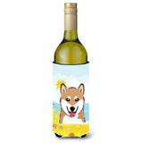 Caroline'S Treasures Bb2093Literk Shiba Inu Summer Beach Wine Bottle Hugger Koozie, 750Ml, Multicolor