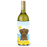 Caroline'S Treasures Bb2102Literk Chocolate Labrador Summer Beach Wine Bottle Hugger Koozie, 750Ml, Multicolor