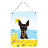 Caroline'S Treasures Min Pin Summer Beach Wall Or Door Hanging Prints Bb2108Ds1216, 16Hx12W, Multicolor