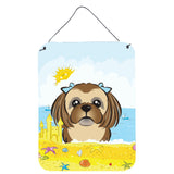 Caroline'S Treasures Chocolate Brown Shih Tzu Summer Beach Wall Or Door Hanging Prints Bb2117Ds1216, 16Hx12W, Multicolor