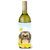 Caroline'S Treasures Bb2117Literk Chocolate Brown Shih Tzu Summer Beach Wine Bottle Hugger Koozie, 750Ml, Multicolor