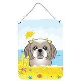 Caroline'S Treasures Gray Silver Shih Tzu Summer Beach Wall Or Door Hanging Prints Bb2118Ds1216, 16Hx12W, Multicolor