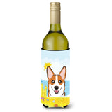 Caroline'S Treasures Bb2122Literk Red Corgi Summer Beach Wine Bottle Hugger Koozie, 750Ml, Multicolor