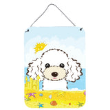 Caroline'S Treasures White Poodle Summer Beach Wall Or Door Hanging Prints Bb2125Ds1216, 16H X 12W, Multicolor