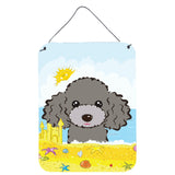 Caroline'S Treasures Silver Gray Poodle Summer Beach Wall Or Door Hanging Prints Bb2127Ds1216, 16Hx12W, Multicolor