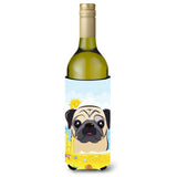 Caroline'S Treasures Bb2130Literk Fawn Pug Summer Beach Wine Bottle Hugger Koozie, 750Ml, Multicolor