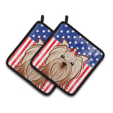 Caroline'S Treasures American Flag & Yorkie Yorkishire Terrier Pair Of Pot Holders Bb2134Pthd, 7.5Hx7.5W, Multicolor