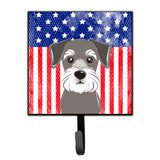 Caroline'S Treasures American Flag And Schnauzer Leash Or Key Holder Hooks, Multicolor