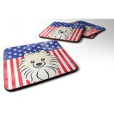 Caroline'S Treasures Bb2137Fc American Flag And Pomeranian Foam Coaster (Set Of 4), 3.5, Multicolor