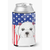 Caroline'S Treasures Bb2138Cc American Flag And Maltese Can Or Bottle Hugger, Multicolor