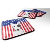 Caroline'S Treasures Bb2139Fc American Flag And Bull Terrier Foam Coaster (Set Of 4), 3.5, Multicolor