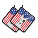 Caroline'S Treasures American Flag & Bull Terrier Pair Of Pot Holders Bb2139Pthd, 7.5Hx7.5W, Multicolor