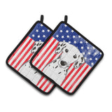 Caroline'S Treasures American Flag & Dalmatian Pair Of Pot Holders Bb2140Pthd, 7.5Hx7.5W, Multicolor
