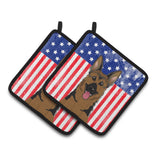 Caroline'S Treasures American Flag & German Shepherd Pair Of Pot Holders Bb2141Pthd, 7.5Hx7.5W, Multicolor