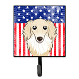 Caroline'S Treasures American Flag And Longhair Creme Dachshund Leash Or Key Holder Hooks, Multicolor