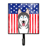 Caroline'S Treasures American Flag And Alaskan Malamute Leash Or Key Holder Hooks, Multicolor