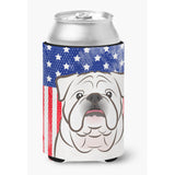 Caroline'S Treasures Bb2150Cc American Flag And White English Bulldog Can Or Bottle Hugger, Multicolor