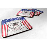Caroline'S Treasures Bb2150Fc American Flag And White English Bulldog Foam Coaster (Set Of 4), 3.5, Multicolor