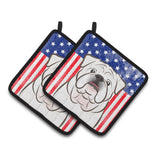 Caroline'S Treasures American Flag & White English Bulldog Pair Of Pot Holders Bb2150Pthd, 7.5Hx7.5W, Multicolor