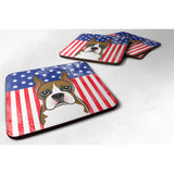 Caroline'S Treasures Bb2153Fc American Flag And Boxer Foam Coaster (Set Of 4), 3.5, Multicolor
