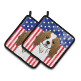 Caroline'S Treasures American Flag & Cavalier Spaniel Pair Of Pot Holders Bb2154Pthd, 7.5Hx7.5W, Multicolor