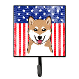 Caroline'S Treasures American Flag And Shiba Inu Leash Or Key Holder Hooks, Multicolor