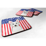 Caroline'S Treasures Bb2156Fc American Flag And Westie Foam Coaster (Set Of 4), 3.5, Multicolor