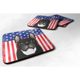 Caroline'S Treasures Bb2157Fc American Flag And French Bulldog Foam Coaster (Set Of 4), 3.5, Multicolor