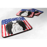 Caroline'S Treasures Bb2160Fc American Flag And Japanese Chin Foam Coaster (Set Of 4), 3.5, Multicolor
