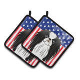 Caroline'S Treasures American Flag & Japanese Chin Pair Of Pot Holders Bb2160Pthd, 7.5Hx7.5W, Multicolor