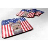 Caroline'S Treasures Bb2162Fc American Flag And Yorkie Puppy Foam Coaster (Set Of 4), 3.5, Multicolor