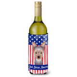 Caroline'S Treasures Bb2162Literk God Bless American Flag With Yorkie Puppy Wine Bottle Hugger Koozie, 750Ml, Multicol