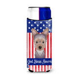 Caroline'S Treasures Bb2162Muk God Bless American Flag With Yorkie Puppy Michelob Ultra Koozies For Slim Cans, Multicolor,