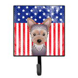 Caroline'S Treasures American Flag And Yorkie Puppy Leash Or Key Holder Hooks, Multicolor