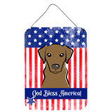 Caroline'S Treasures God Bless American Flag With Wirehaired Dachshund Wall Or Door Hanging Prints Bb2163Ds1216, 16Hx12W, Mult