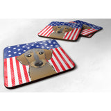 Caroline'S Treasures Bb2163Fc American Flag And Wirehaired Dachshund Foam Coaster (Set Of 4), 3.5, Multicolor