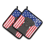Caroline'S Treasures American Flag & Black Labrador Pair Of Pot Holders Bb2165Pthd, 7.5Hx7.5W, Multicolor