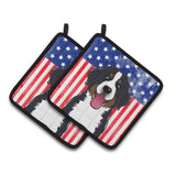 Caroline'S Treasures American Flag & Bernese Mountain Dog Pair Of Pot Holders Bb2167Pthd, 7.5Hx7.5W, Multicolor