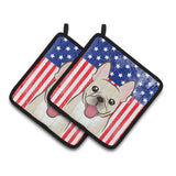 Caroline'S Treasures American Flag & French Bulldog Pair Of Pot Holders Bb2168Pthd, 7.5Hx7.5W, Multicolor