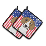 Caroline'S Treasures American Flag & Beagle Pair Of Pot Holders Bb2169Pthd, 7.5Hx7.5W, Multicolor